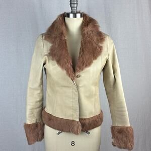 Vero Moda Y2K Leather & Fur Trim Jacket